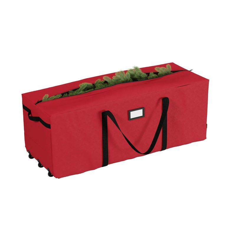 Elf Stor Christmas Tree Storage Bag with Wheels - Canvas Duffel for 12-Foot Fake Trees and Protecting Holiday Decorations and Inflatables by Elf Stor (Red) - Image 1